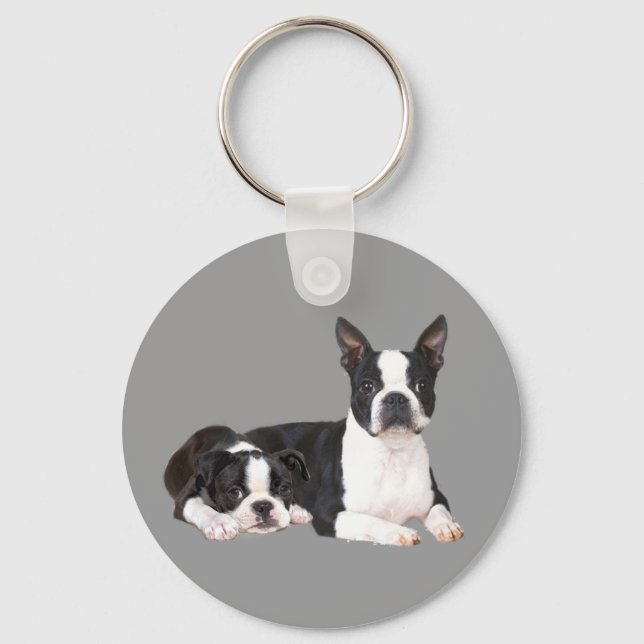 Boston Terrier Buddies Keychain Nyckelring (Framsida)