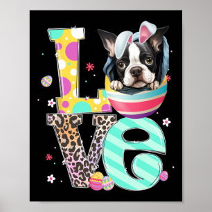 Boston Terrier Bunny Ansikte Hund Animal Lover Pås Poster