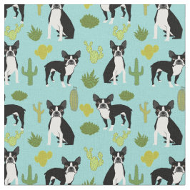 Boston Terrier Cactus Fabric Tyg