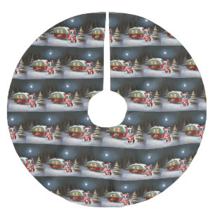 Boston Terrier Caravan jul Äventyr Julgransmatta Borstad Polyester