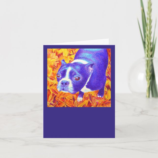 Boston Terrier Card - "Daisy" Kort (Framsida)