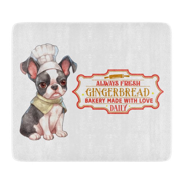 Boston Terrier Chef Baking Gingerbröd (Framsidan)