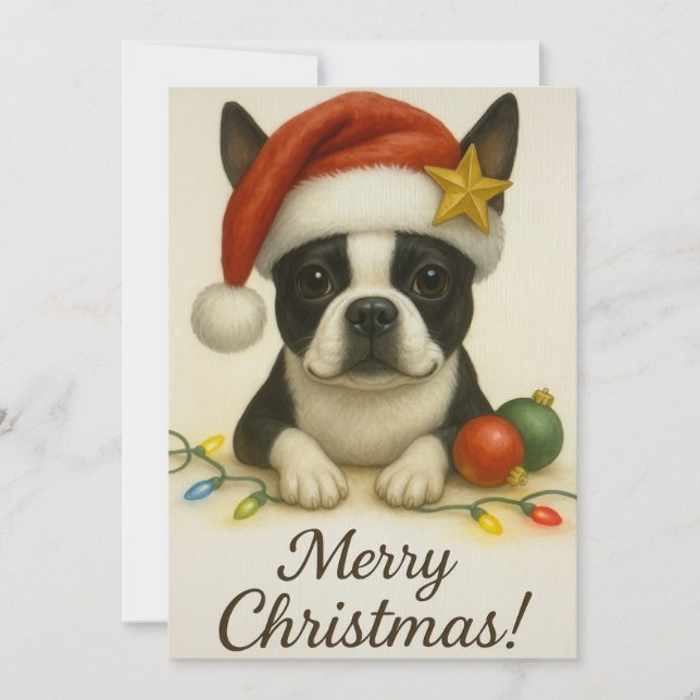 Boston Terrier Christmas Card Inbjudningar (Framsida)