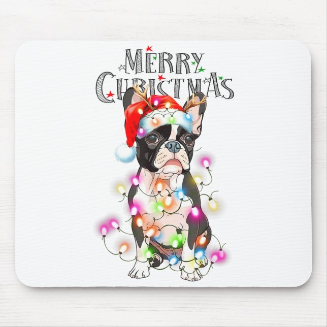 Boston Terrier Christmas Lights Xmas Dog  Musmatta (Framsidan)