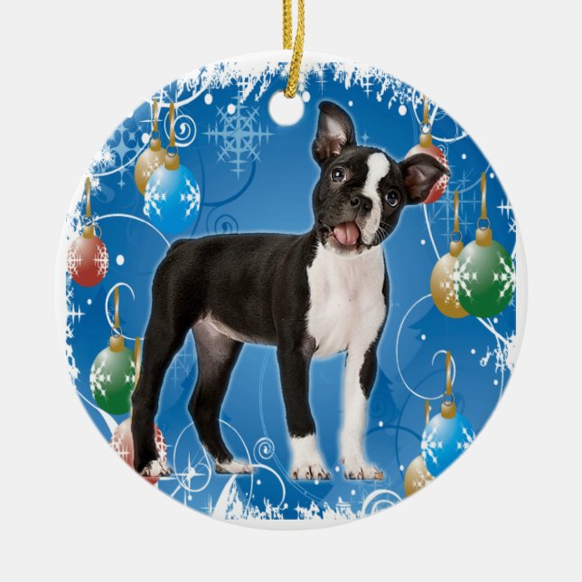 BOSTON TERRIER CHRISTMAS ORNAMENT (Framsidan)