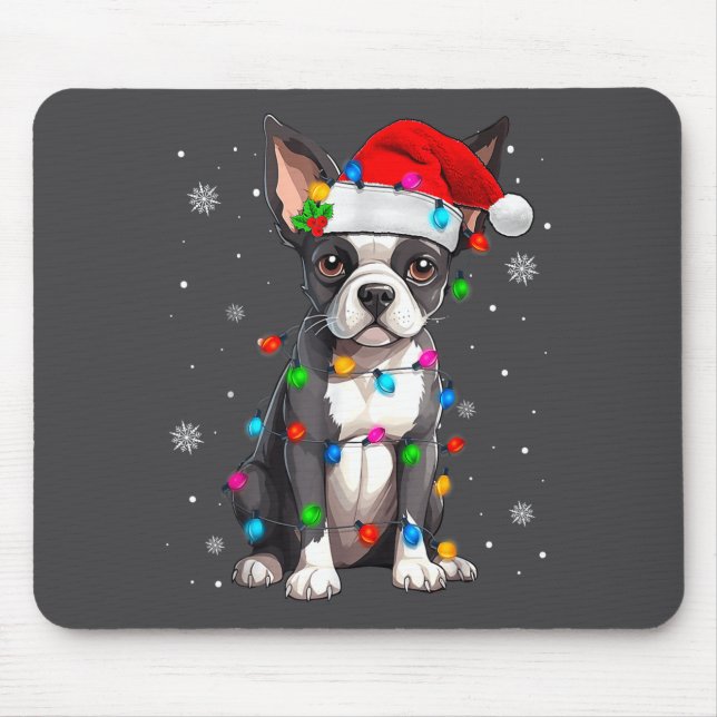 Boston Terrier Christmas Santa Hat  Musmatta (Framsidan)