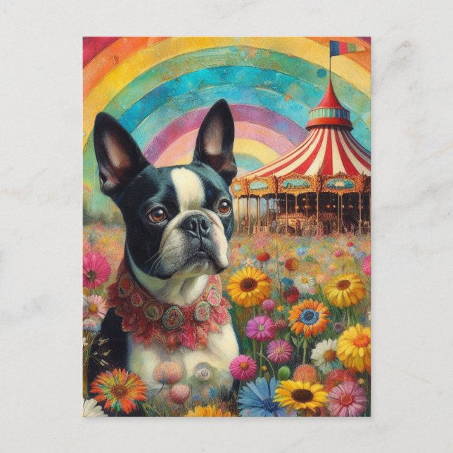 Boston Terrier Circus Vykort (Framsida)