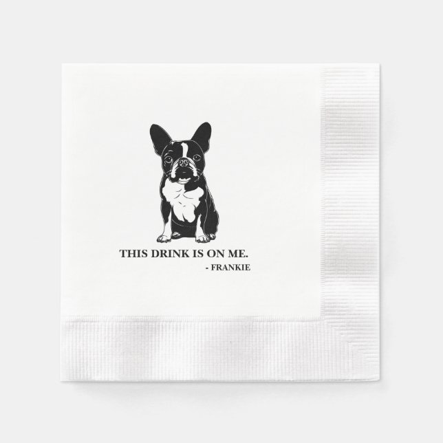 Boston Terrier Cocktail Napkin Pappersservett (Framsidan)