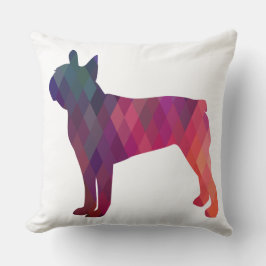 Boston Terrier Colorful Geometric Silhouette Kudde