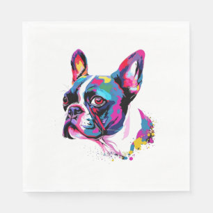 Boston Terrier Colorful Pappersservett
