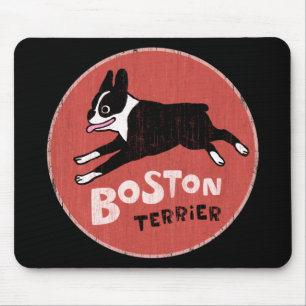 Boston Terrier Coola Retro Stil Cute Tecknad hund Musmatta