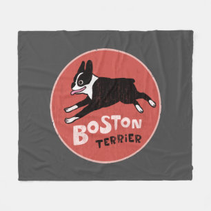 Boston Terrier   Coola Tecknad hund Fleecefilt