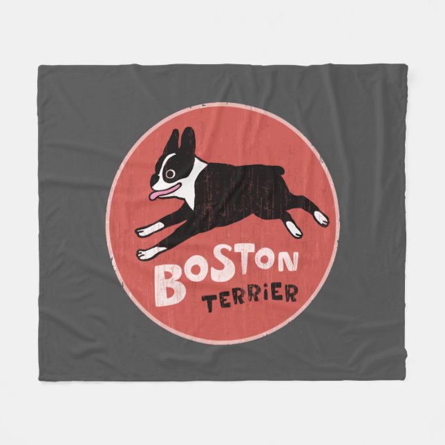 Boston Terrier | Coola Tecknad hund Fleecefilt (Framsidan (Horisontell))