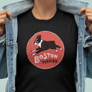 Boston Terrier Coola Vintage Stil Roligt Pet Hund T Shirt