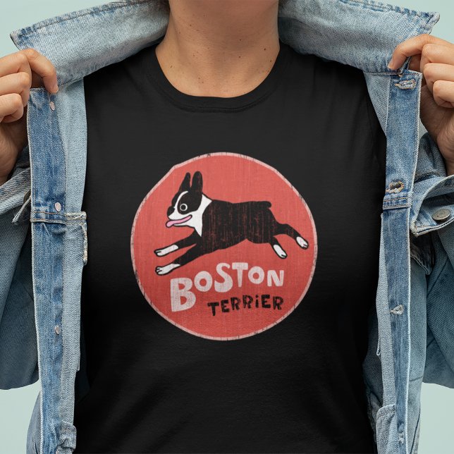 Boston Terrier Coola Vintage Stil Roligt Pet Hund T Shirt (Skapare uppladdad)