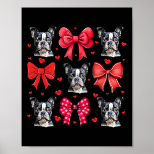 Boston Terrier Coquette Bow Puppy Mamma Valentin Poster