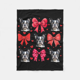 Boston Terrier Coquette Bow Valutas Puppy Hund Mam Fleecefilt