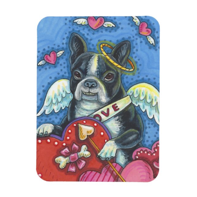 Boston Terrier Cupid HUND VALENTINE MAGNET (Vertikal)