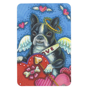 Boston Terrier Cupid HUND VALENTINE MAGNET Large