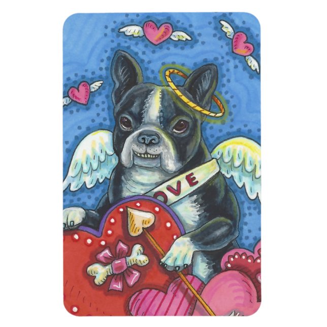 Boston Terrier Cupid HUND VALENTINE MAGNET Large (Vertikal)