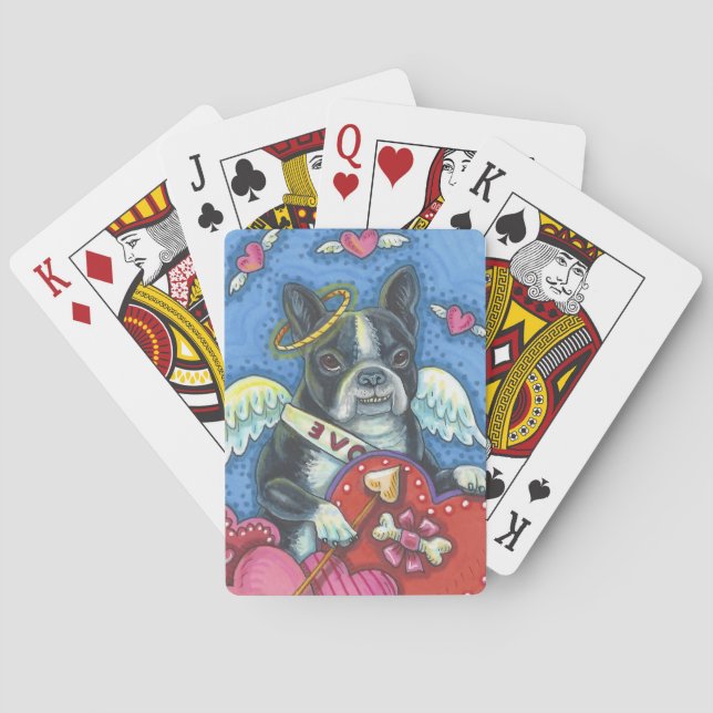 BOSTON TERRIER Cupid PLAYING CARDS Poker Spelkort (Baksidan)