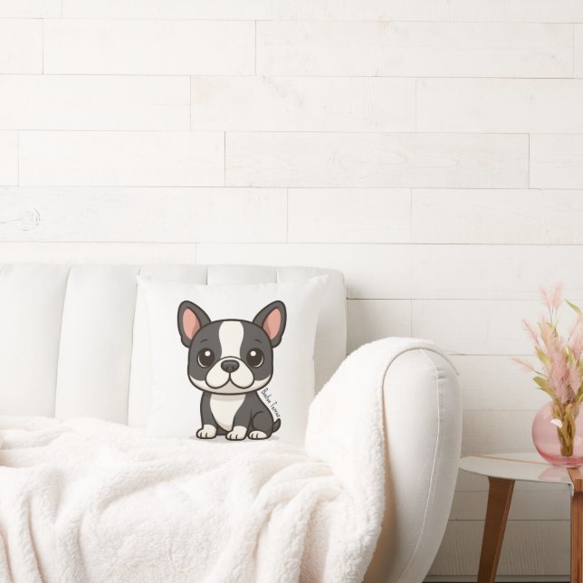 Boston Terrier Custom Name Kudde (Soffa)