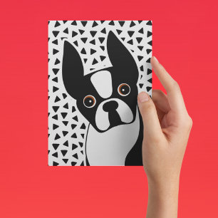 Boston Terrier Cute Black and White Vykort