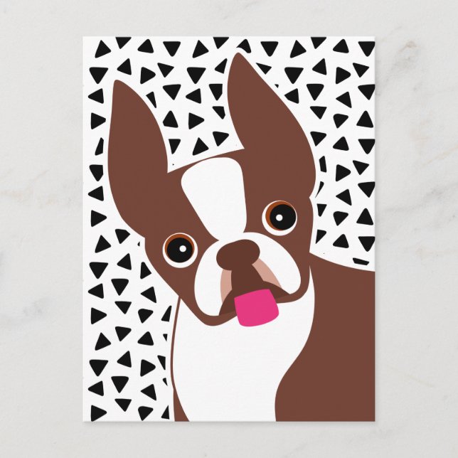 Boston Terrier Cute Brown och White Vykort (Framsida)