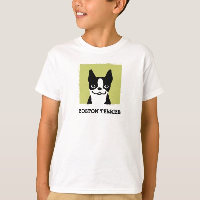Boston Terrier| Cute Hund Ansikte Tee (Framsida)