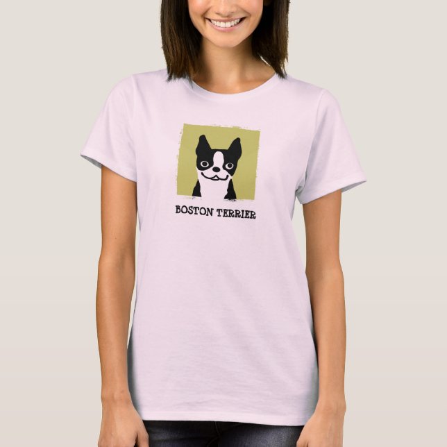 Boston Terrier | Cute Hund Ansikte Tee Shirt (Framsida)
