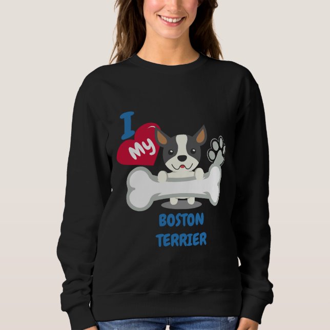 Boston Terrier Cute Hund Idea Funny Dogs T Shirt (Framsida)