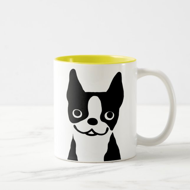 Boston Terrier - Cute Tecknad hund Design Två-Tonad Mugg (Höger)
