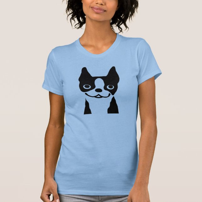 Boston Terrier| Cute Tecknad hund Tee (Framsida)