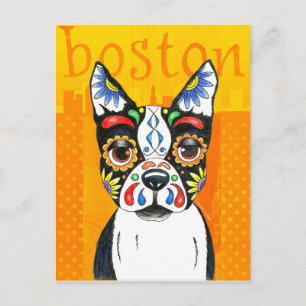 Boston Terrier Day of the dead Vykort