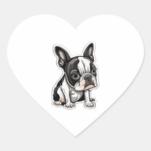 Boston Terrier-dekordekdesign Hjärtformat Klistermärke