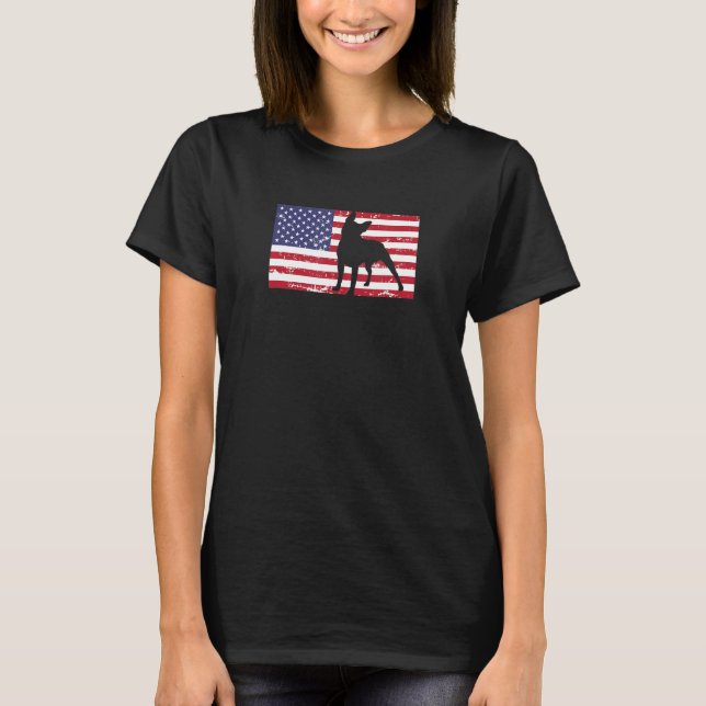 Boston Terrier Distressed Patriotic All American U T Shirt (Framsida)