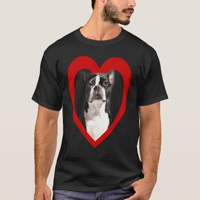 Boston Terrier  Dog Heart   Terrier  Boston Terrie T Shirt (Framsida)
