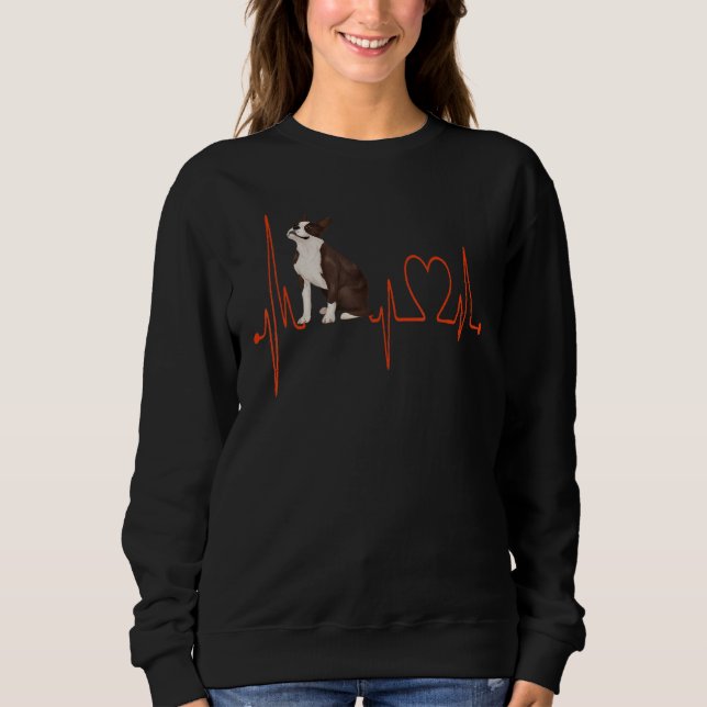 Boston Terrier Dog Heartbeat EKG Funny My Dogs My  T Shirt (Framsida)