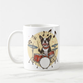 Boston Terrier Dog Playing Drums Kaffemugg