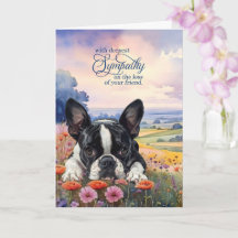Boston Terrier Dog with Wildflowers Pet Sympathy