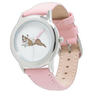 Boston Terrier Dogs Fawn Boston Terrier Running Armbandsur