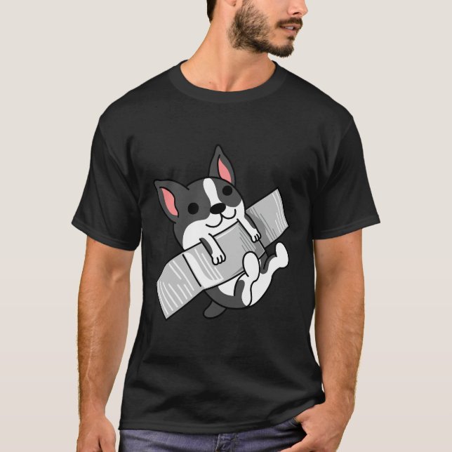 Boston Terrier Duct to Wall T Shirt (Framsida)
