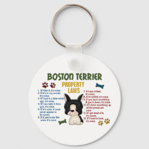 Boston Terrier Egendom Laws 4 Nyckelring
