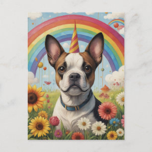 Boston Terrier Enhörning Vykort