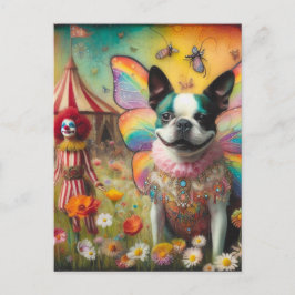 Boston Terrier Fairy Circus Clown Vykort