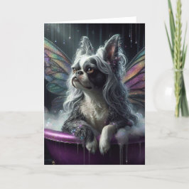 Boston Terrier Fairy Grått Wig i Lila Bathtub Kort