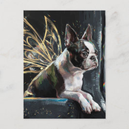 Boston Terrier Fairy på Tåg Vykort