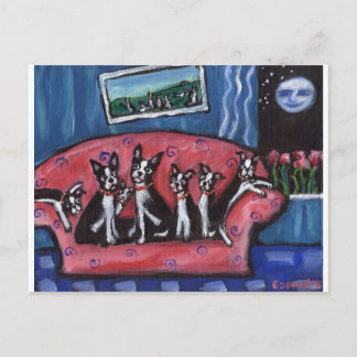 Boston Terrier-familjen soffa Vykort