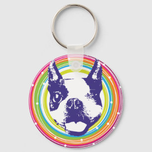 Boston Terrier - färgstarka cirklar Nyckelring