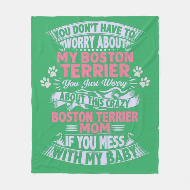 "Boston Terrier" filt. Fleecefilt (Framsidan)